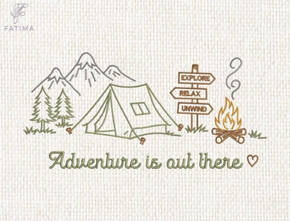 Camping Embroidery Design