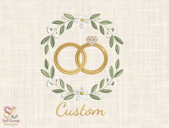 Custom Wedding Rings Embroidery Design